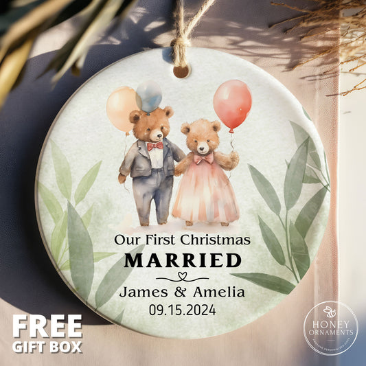 Married Ornament, Wedding Gift, Wedding Couples Ornament, First Married Christmas, Newlywed Gift, Our First Christmas as Mr and Mrs Gift
