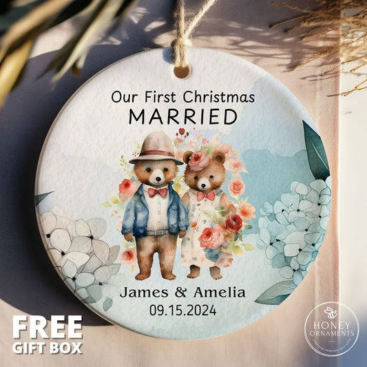 Mr and Mrs Ornament Our First Christmas Married Ornament Personalized Wedding Ornament Newlywed Christmas Couples Ornament Just Married Gift