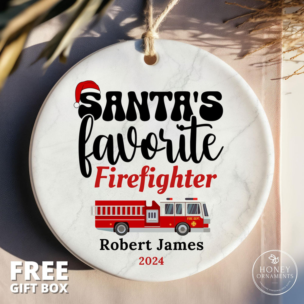 Personalized Firefighter Ornament - Santa's Favorite Hero, Keepsake Gift