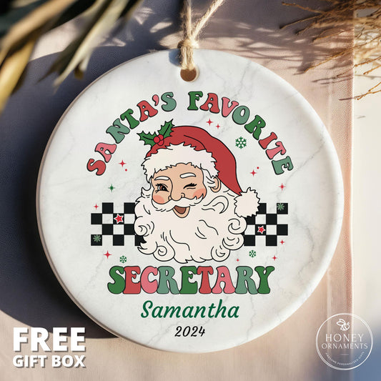 Gift for Secretary, Santa's Favorite Secretary Ornament, Secretary Gift, Custom Secretary Appreciation Gift, Personalized Assistant Gift