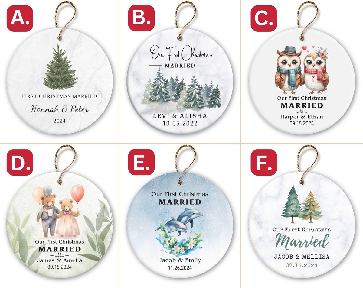 Personalized Wedding Ornament, Newlywed Keepsake, Mr and Mrs Gift