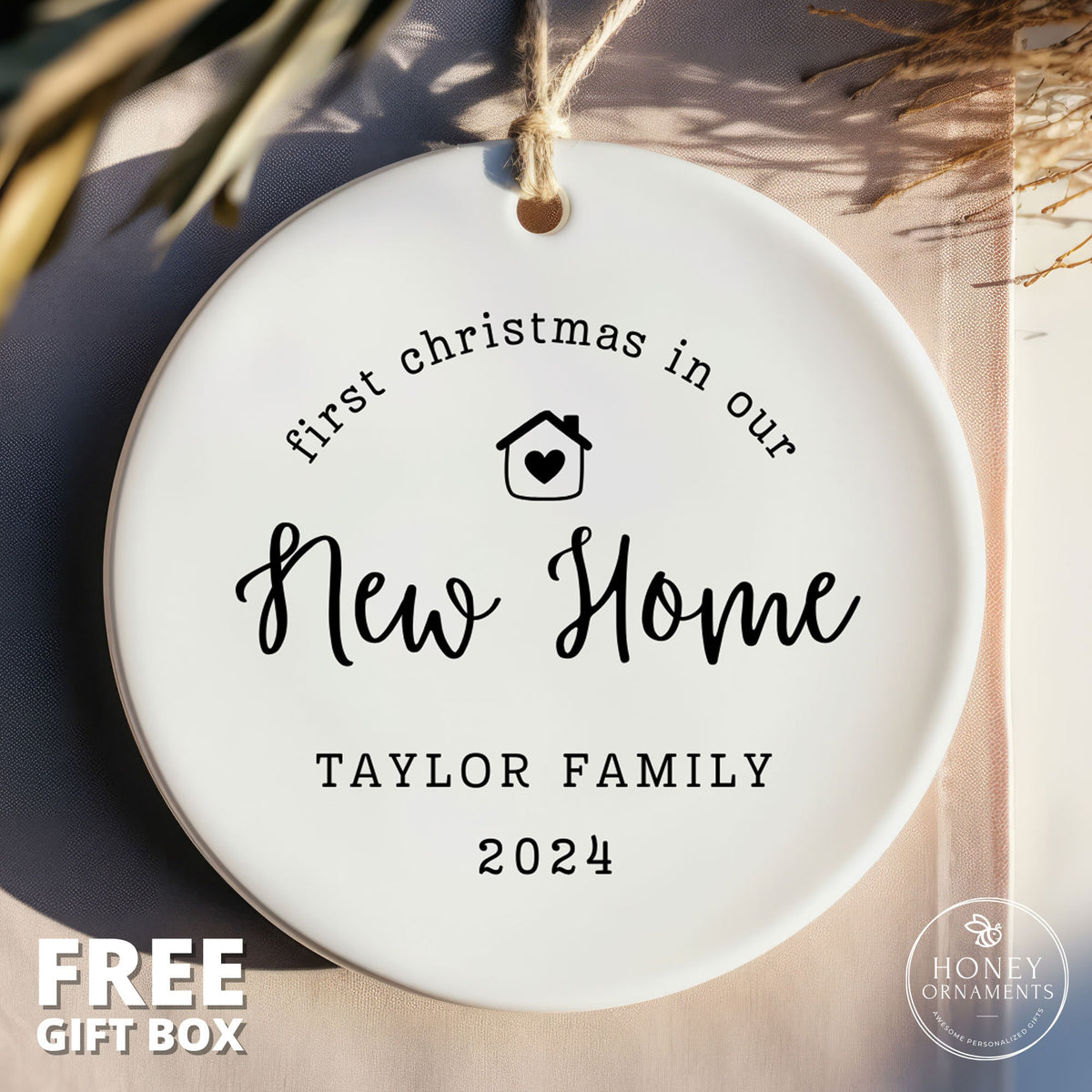 Personalized First Christmas New Home Ornament – Custom Ceramic Keepsake (2026)