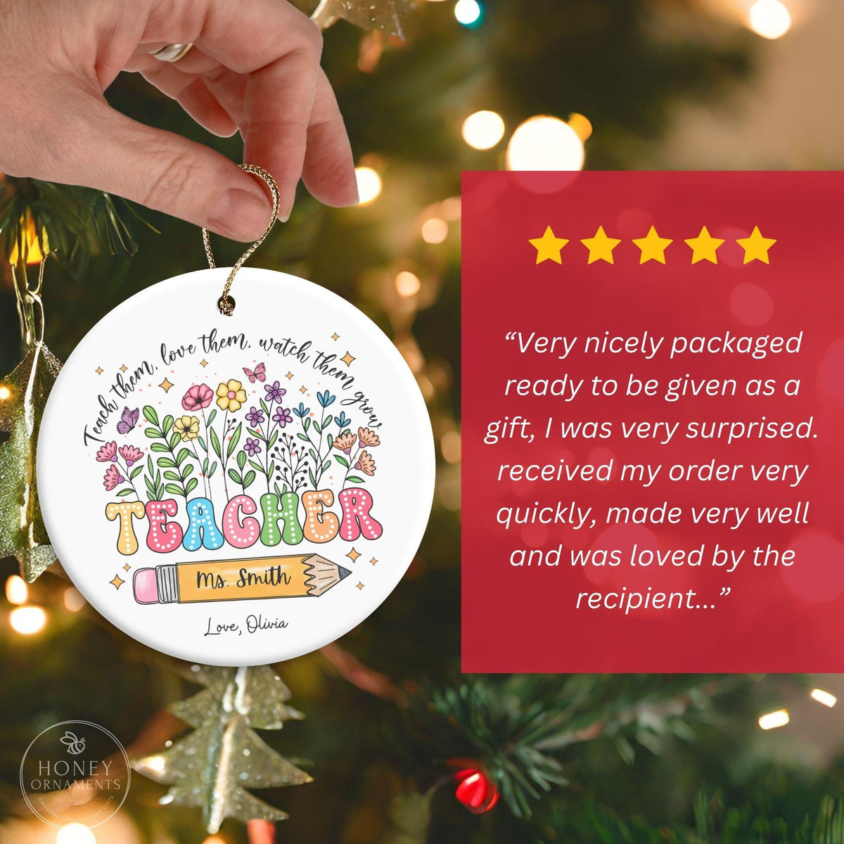Teacher Christmas Ornament, Teacher Thank You Keepsake, Teacher Appreciation, Teacher Custom Birthday Gift, Back to School Gift for Teacher