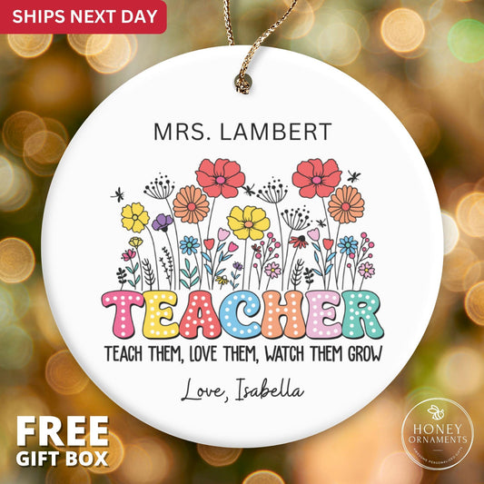 Teacher Christmas Ornament Personalized Teacher Gift Thank You Teacher Gift for Teacher Appreciation Gift Tags Custom Back to School Gift
