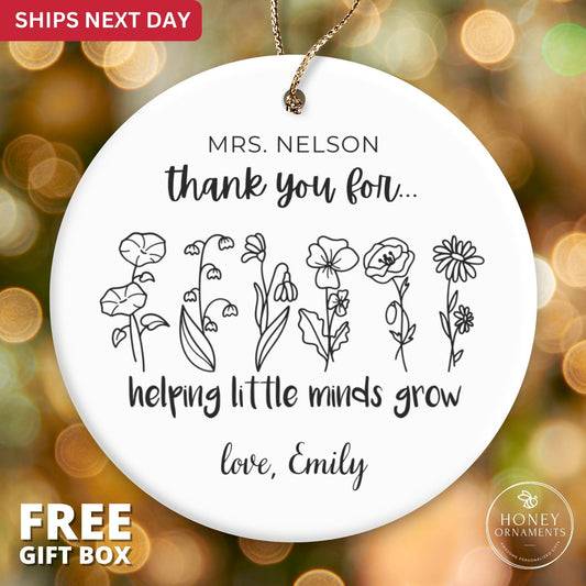 Personalized Teacher Gift Teacher Christmas Ornament Thank You Teacher Gift for Teacher Appreciation Gift Tags Custom Back to School Gift
