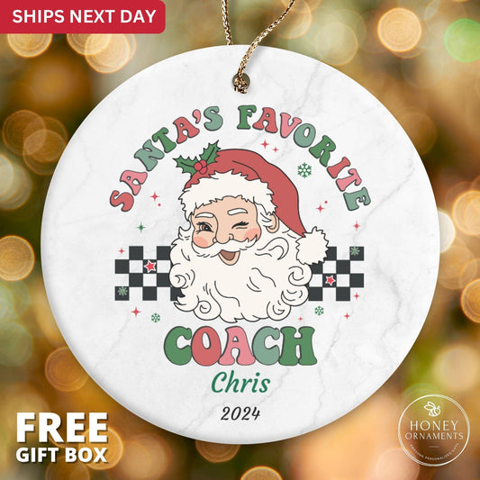 Coach Gift, Thank You Coach Gift, Coach Christmas Gift, Personalized Santa's Favorite Coach Ornament, Coach Appreciation, End of Season Gift