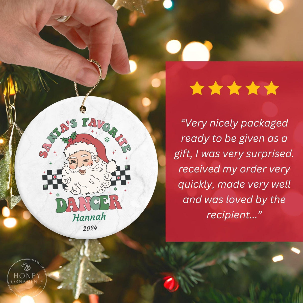 Dancer Ornament, Dancer Gift, Ballerina Ornament, Personalized Santa's Favorite Dancer Ornament, Ballet ornament, Dance Team Gift, Custom