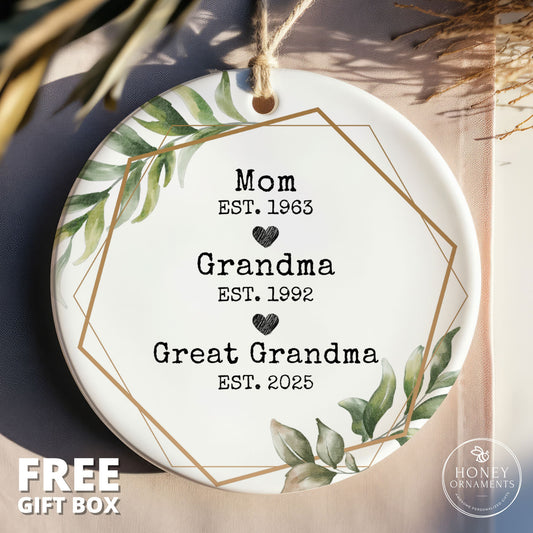 New Great Grandma Gift, Great Grandma To Be Christmas Ornament, Pregnancy Reveal, Baby Announcement, Promoted to Great Grandmother Gift