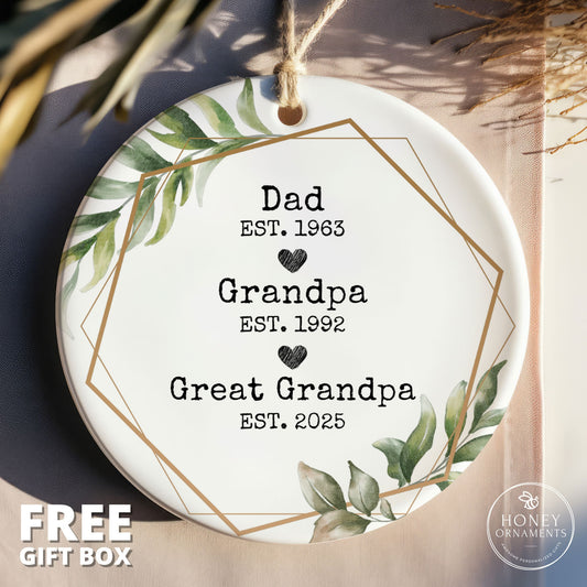 Great Grandpa Christmas Ornament, Baby Announcement, Pregnancy Reveal, New Great Grandpa Gift, Promoted to Great Grandpa Gifts, Personalized