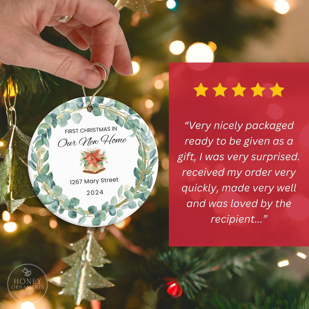 Personalized Ceramic New Home Ornament, First Christmas Keepsake (2026)