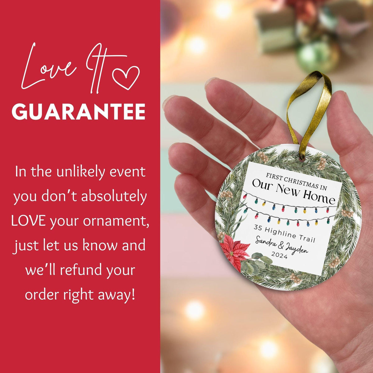 Personalized First Christmas in New Home Ornament, Ceramic Keepsake (2026)