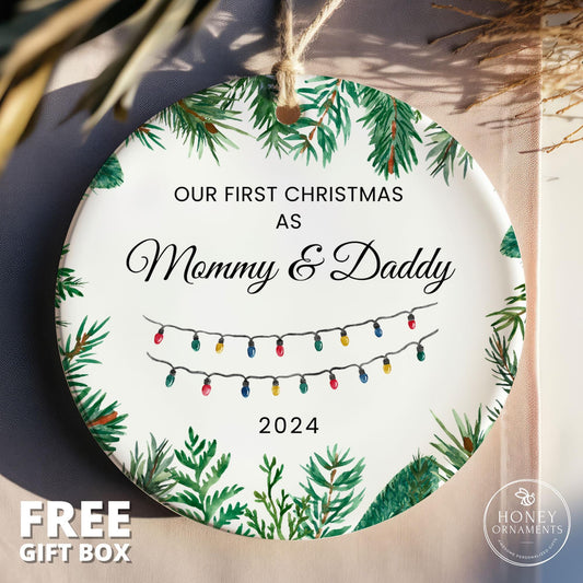Our First Christmas as Mommy and Daddy, New Parents Ornament, New Parents Expecting Parents Gift, Custom Baby Announcement, New Parents Gift