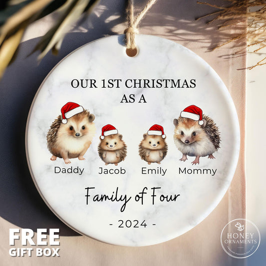 Family of Four Christmas Ornament, Family of 4, Family of 4 Ornament, Family of Four Gift, New Baby Ornament, Family of Four, Hedgehog