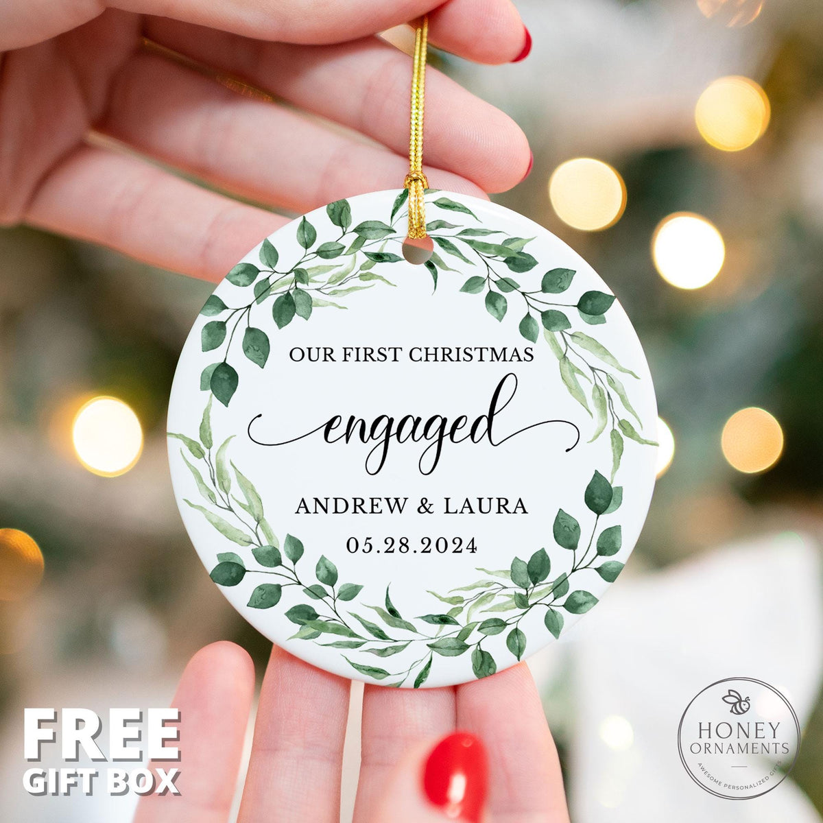 Personalized Engagement Ornament - First Christmas Keepsake
