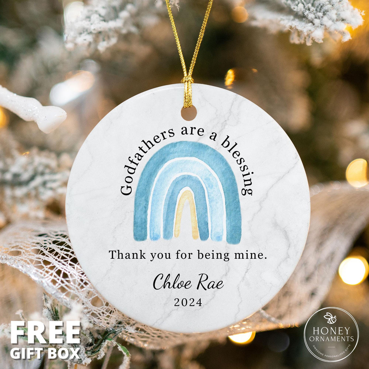 Personalized Godparents Ornament, Ceramic Keepsake, Thank You Gift (2026)