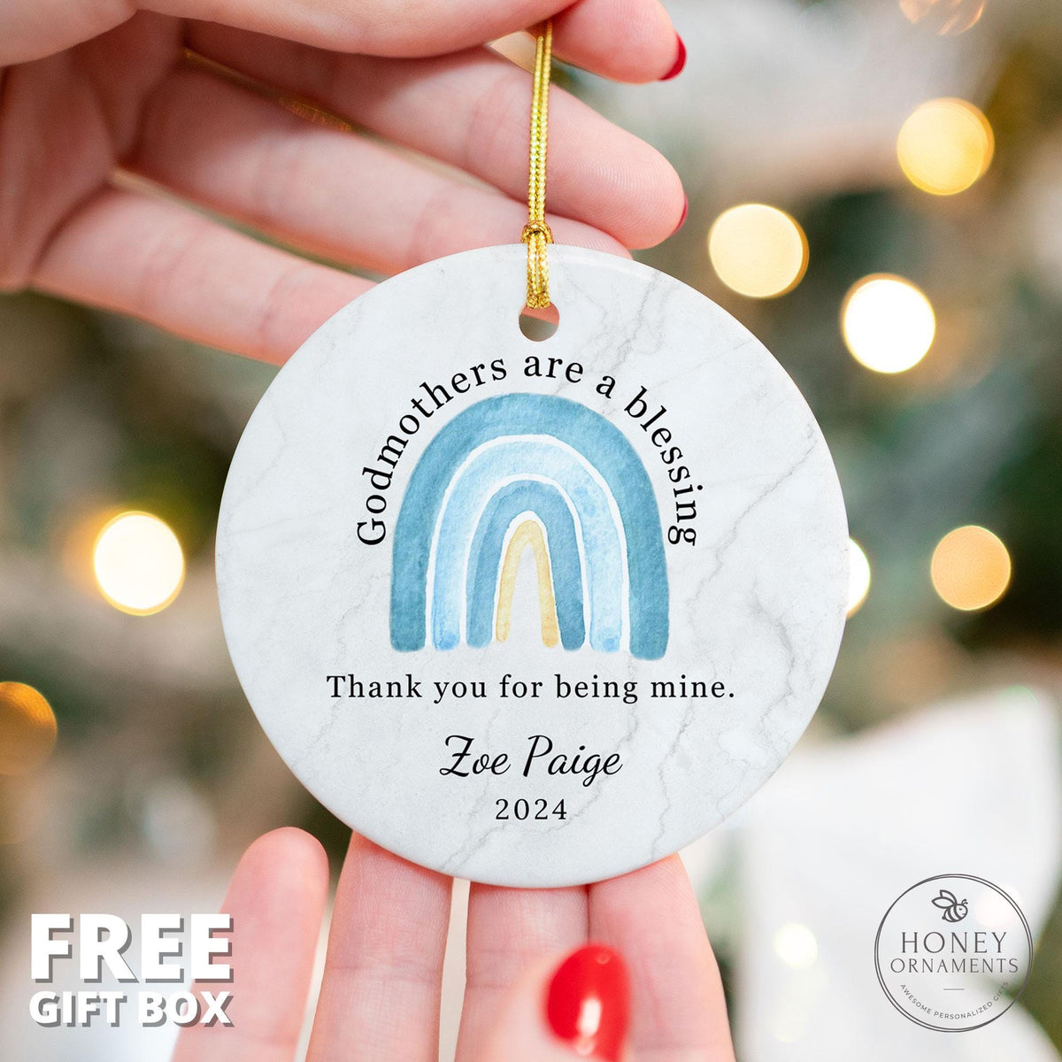 Personalized Godparents Ornament, Ceramic Keepsake, Thank You Gift (2026)