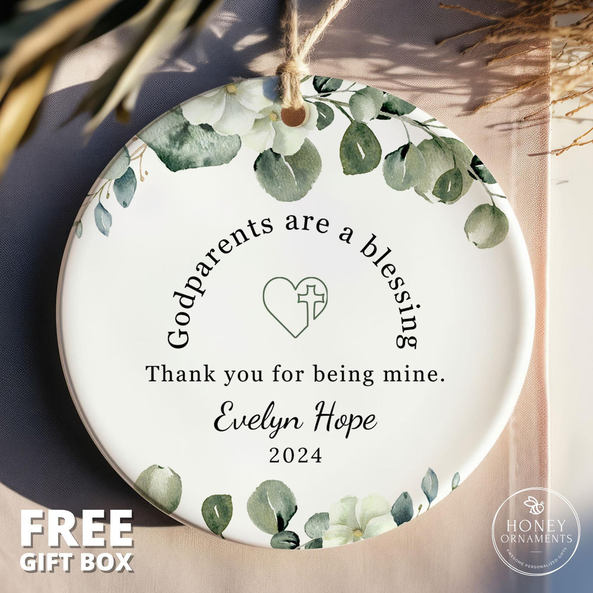 Godparents Keepsake Gift, Godmother Ornament Gift, Godmother Gift, Godfather Gift, Thank you Gift, Christening Gift, Godmother Proposal Gift