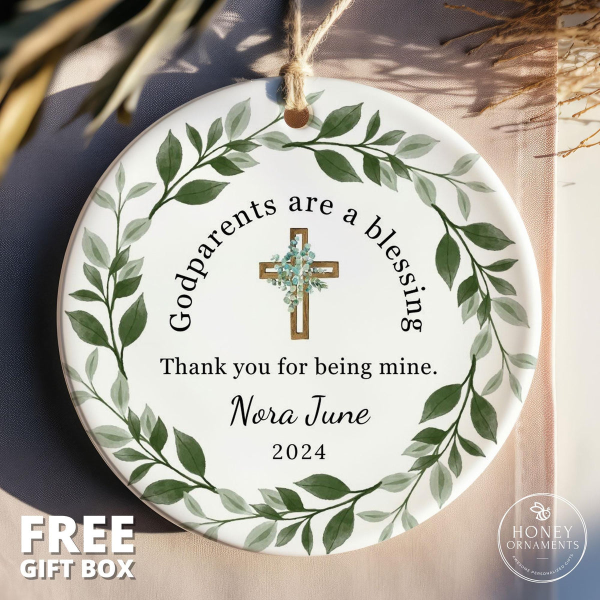 Godparents Ornament Personalized Godmother Gift Godfather