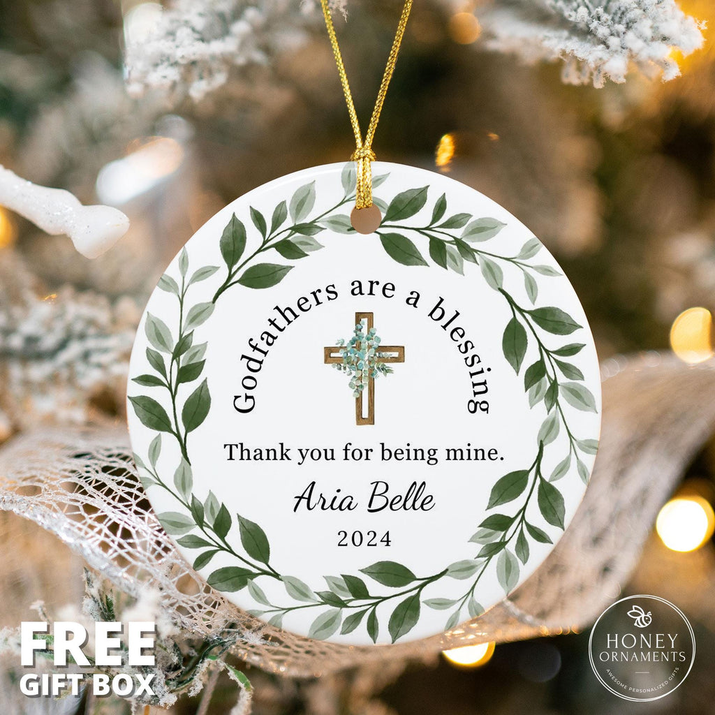 Godparents Ornament Personalized Godmother Gift Godfather - photo 3