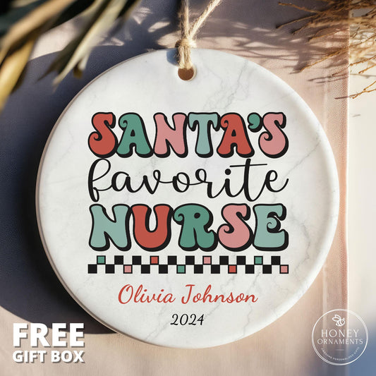 Santa's Favorite Nurse Ornament, Personalized Christmas Keepsake, Custom Nurse Gift, Nurse Christmas, Gift for Nurse, Nurse Appreciation