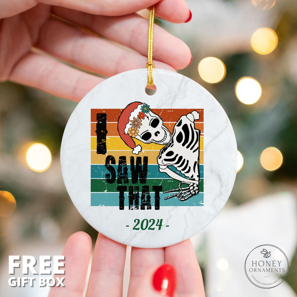 I Saw That Skull Ornament 2026 Funny Christmas Ornament Stocking Stuffer Gift for Kids Secret Santa Gift Exchange Funny White Elephant Gift