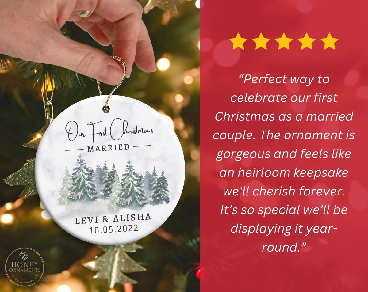 Personalized Wedding Ornament, Newlywed Keepsake, Mr and Mrs Gift