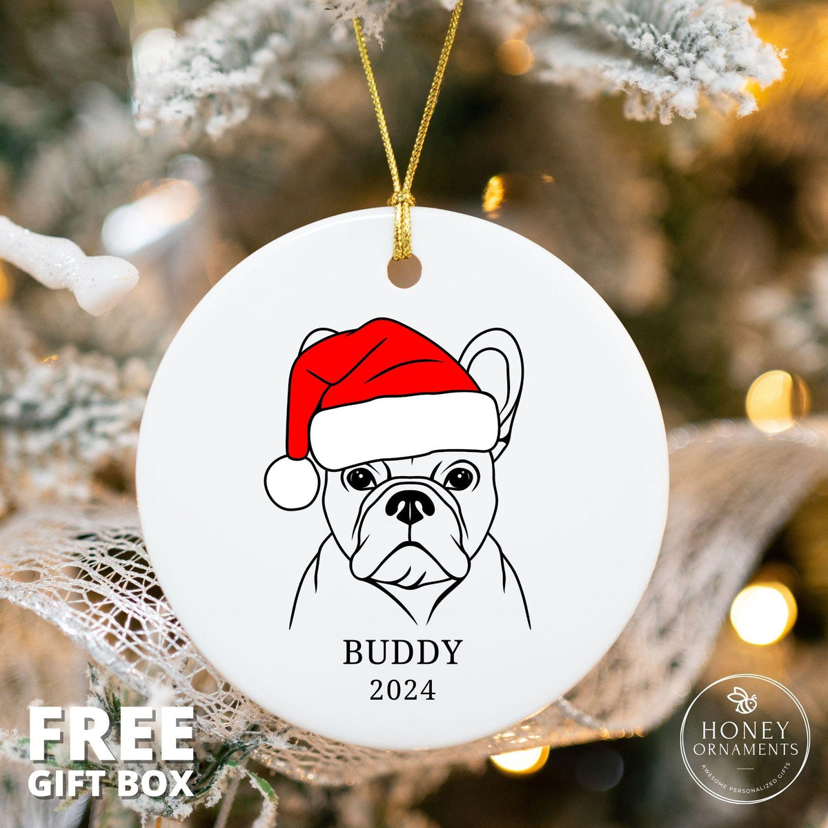 French Bulldog Ornament, Frenchie Ornament, French Bulldog Gift, Dog Ornament, Frenchie Dad Gift, French Bulldog Mom, Frenchie Mom Gift