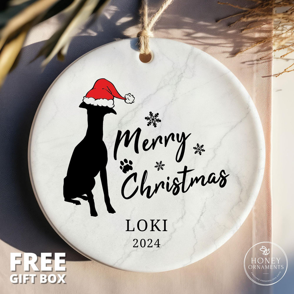 Whippet Ornament - Whippet Christmas