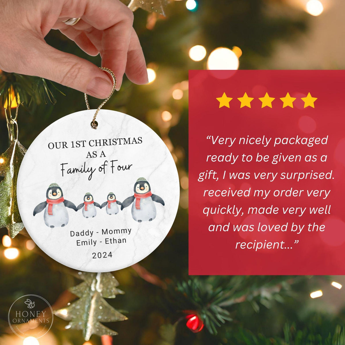 Family of Four Ornament Personalized New Baby's First Christmas Ornament Family of 4 First Christmas Ornament Family Christmas Ornament
