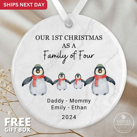 Family of Four Ornament Personalized New Baby's First Christmas Ornament Family of 4 First Christmas Ornament Family Christmas Ornament