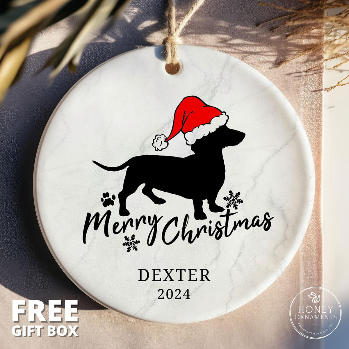 Dachshund Ornament, Dachshund Christmas Gift, Dachshund Gift, Dachshund Lover Gift, Weiner Dog Ornament, Doxie Mom Ornament, Weiner Dog Gift