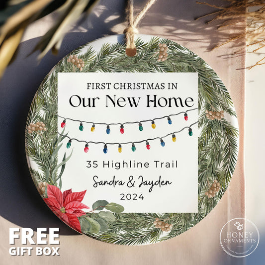 Personalized First Christmas in New Home Ornament, Ceramic Keepsake (2026)