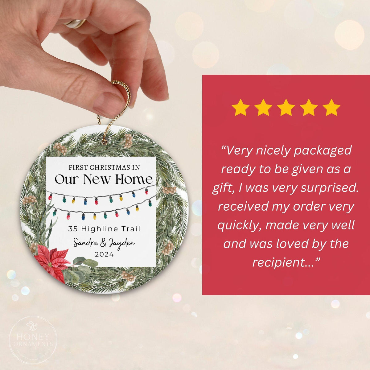 Personalized First Christmas in New Home Ornament, Ceramic Keepsake (2026)
