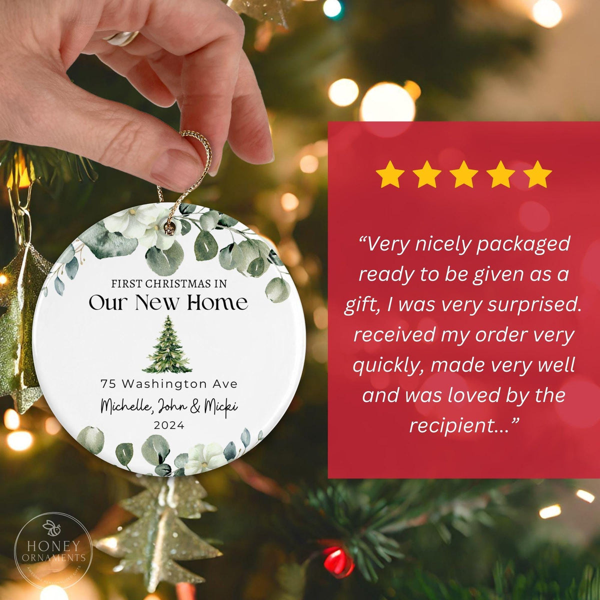 Personalized New Home Christmas Ornament - Our First Home Ornament - New House Gift New Address Ornament - First Christmas New Home Ornament