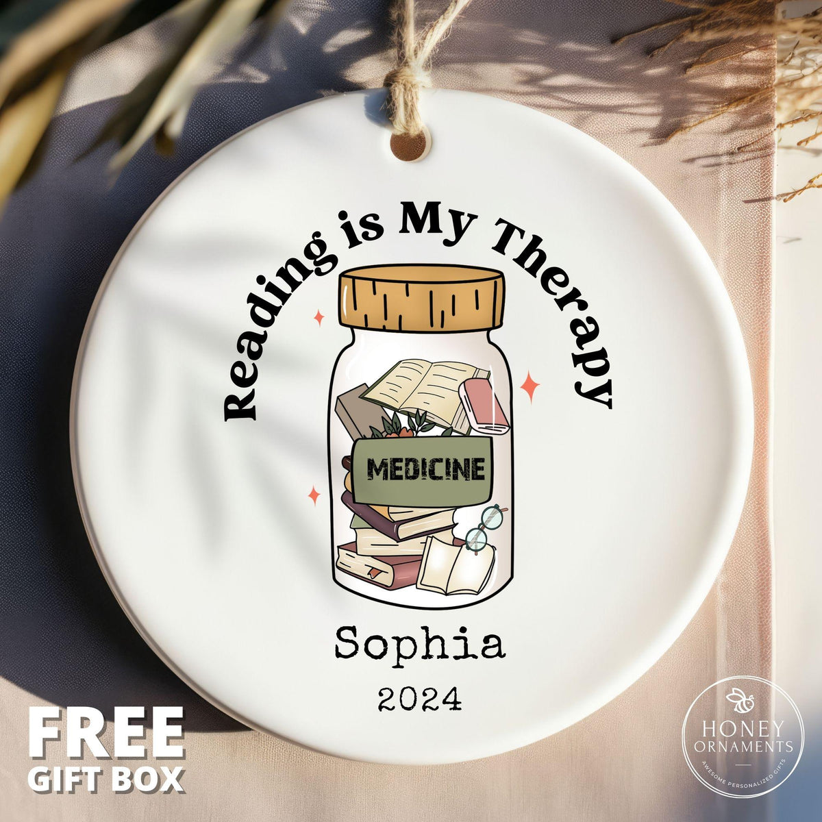 Personalized Book Lover Ornament, Librarian Gift