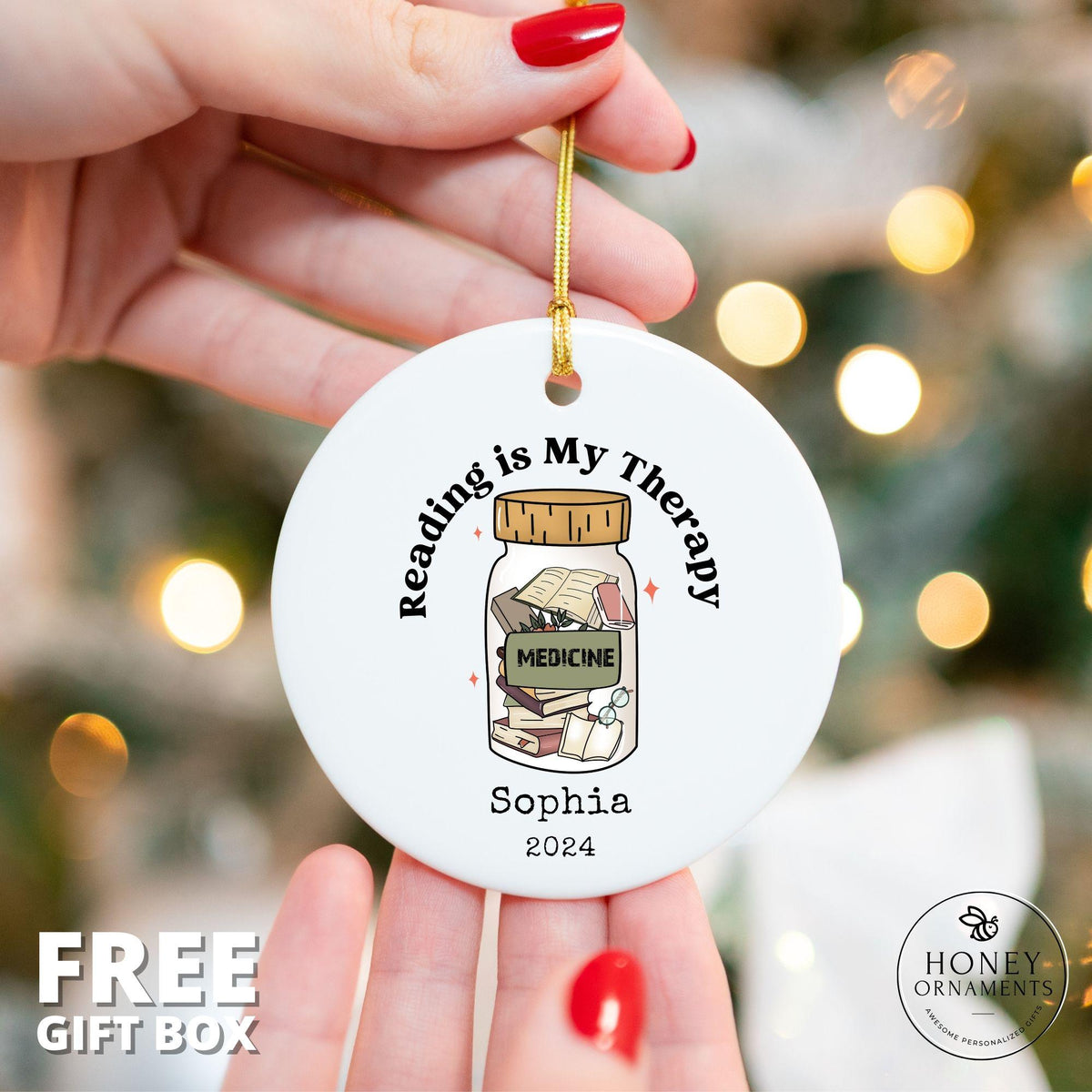 Personalized Book Lover Ornament, Librarian Gift
