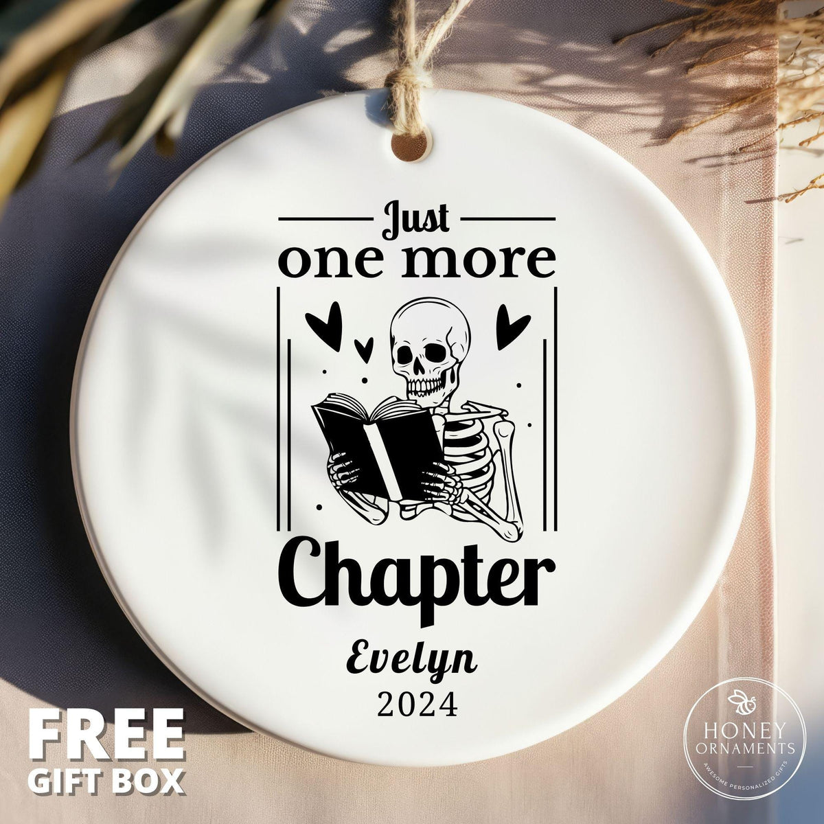 Just One More Chapter Ceramic Book Ornament, Book Lover Gift