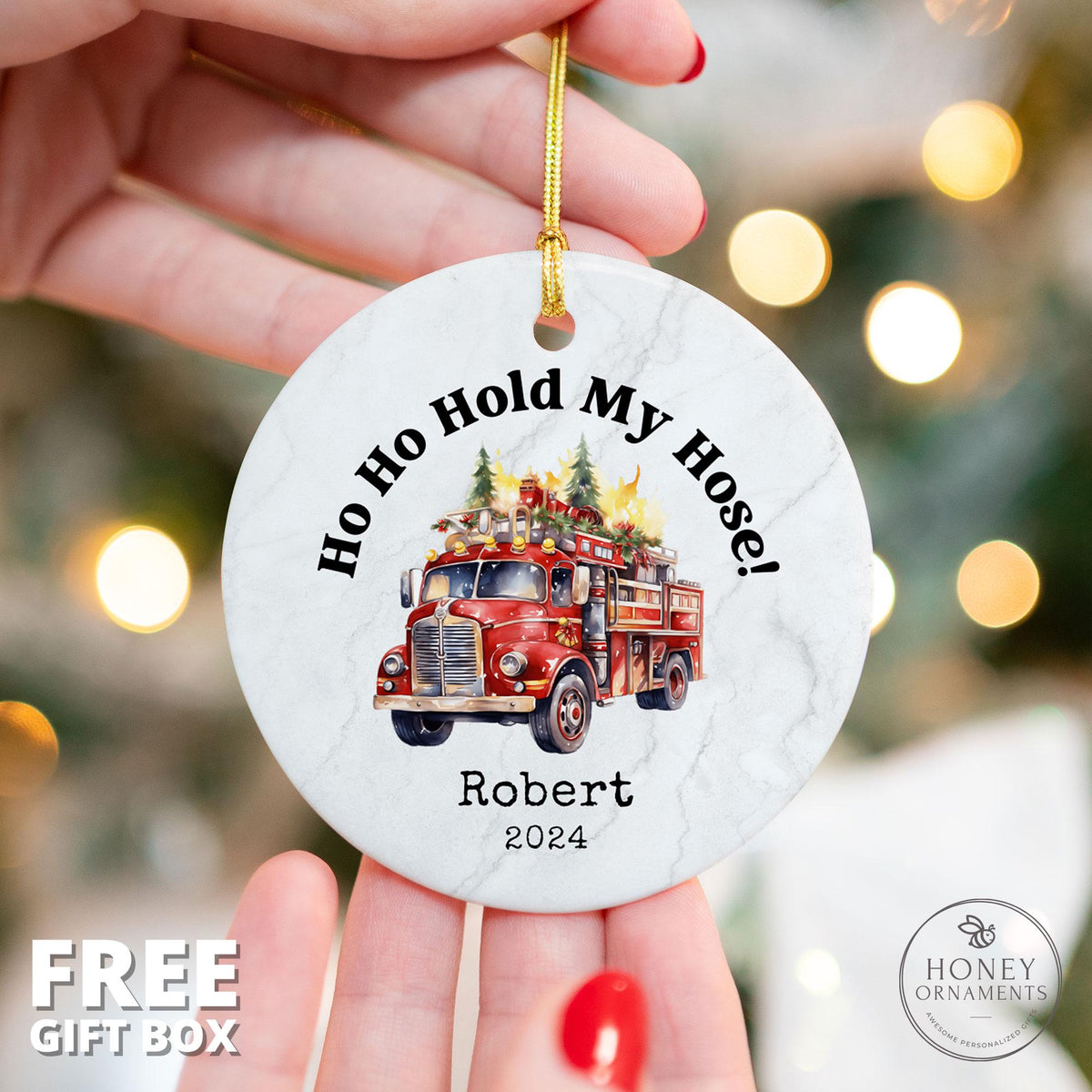 Firetruck Ornament - Firefighter Ornament - photo 2