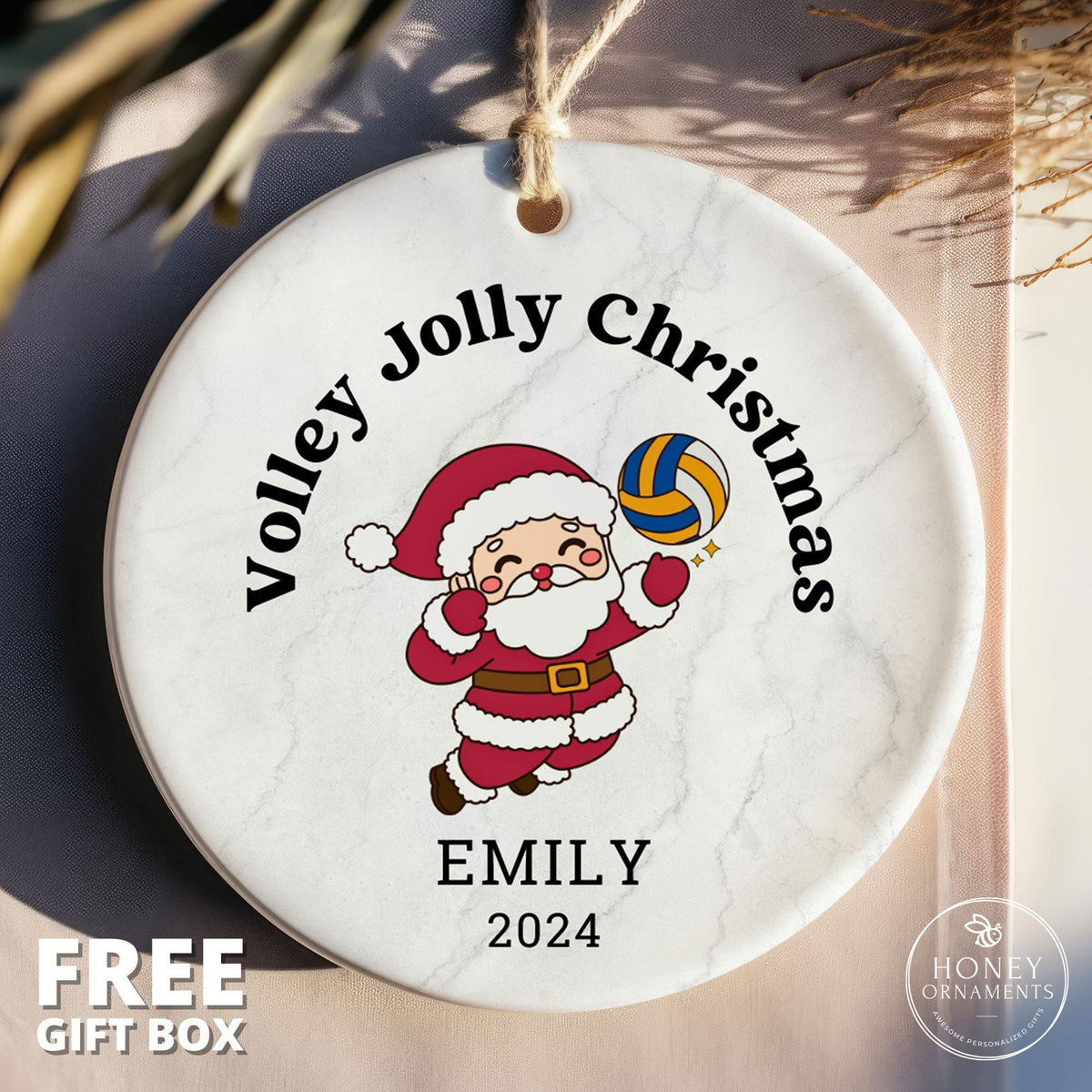 Volley Jolly Christmas Volleyball Ornament: Player Gift, Team Keepsake