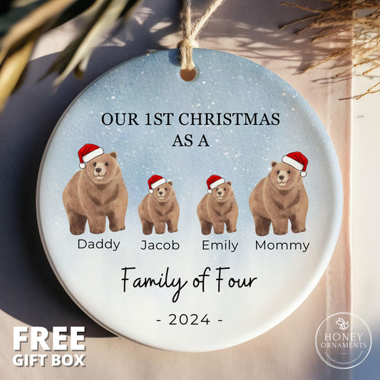 Family of Four Christmas Ornament, Family of 4 Ornament, Family of 4, Family of Four Gift, New Baby Ornament, Family of Four, Bear Family