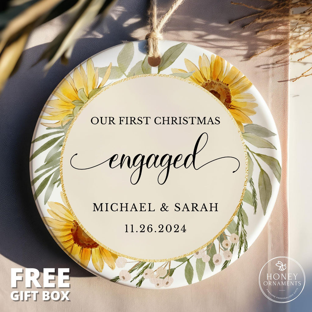 Personalized Engaged Ornament - First Christmas Engaged