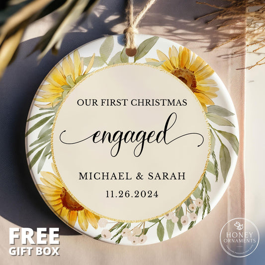 Personalized Engaged Ornament, First Christmas Engaged, Engagement Announcement, Engagement Keepsake, Custom Engagement Christmas Gift