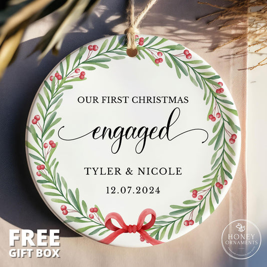 Engagement Ornament Personalized, Engaged Ornament, Engagement Gift for Couple, Engagement Gifts for Couple, Our First Christmas Ornament