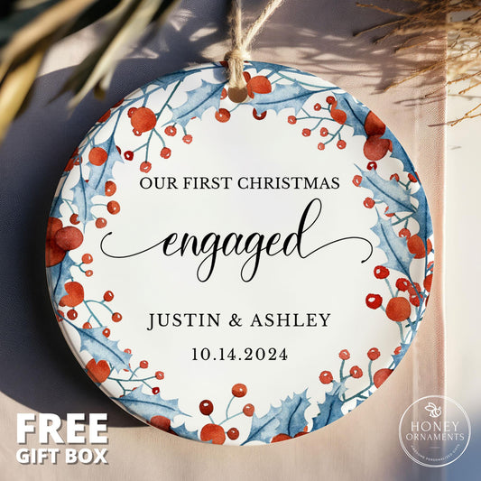 Personalized Engagement Ornament, Custom Names, Wedding Keepsake