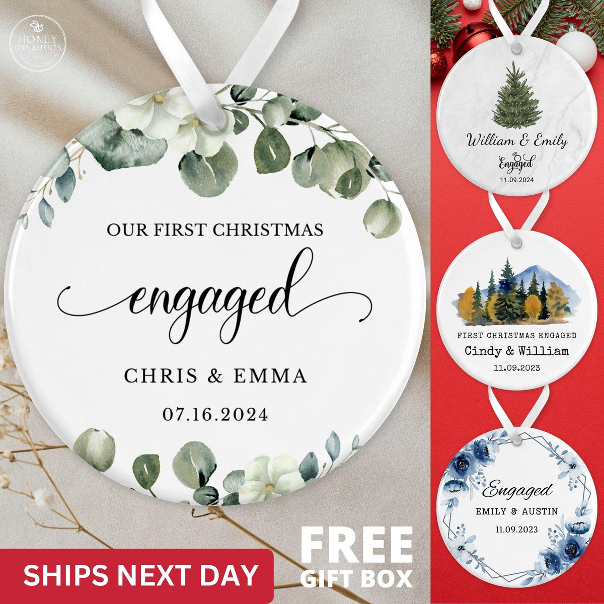 Our First Christmas Engaged Ornament