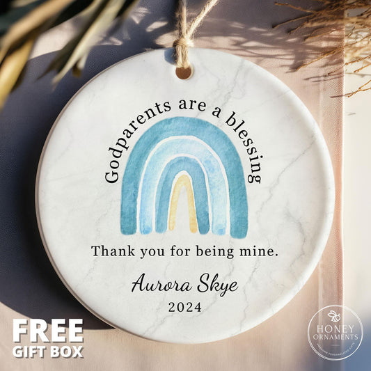 Personalized Godparents Ornament, Ceramic Keepsake, Thank You Gift (2026)