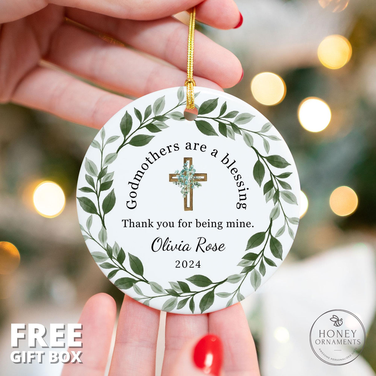 Godparents Ornament Personalized Godmother Gift Godfather - photo 2