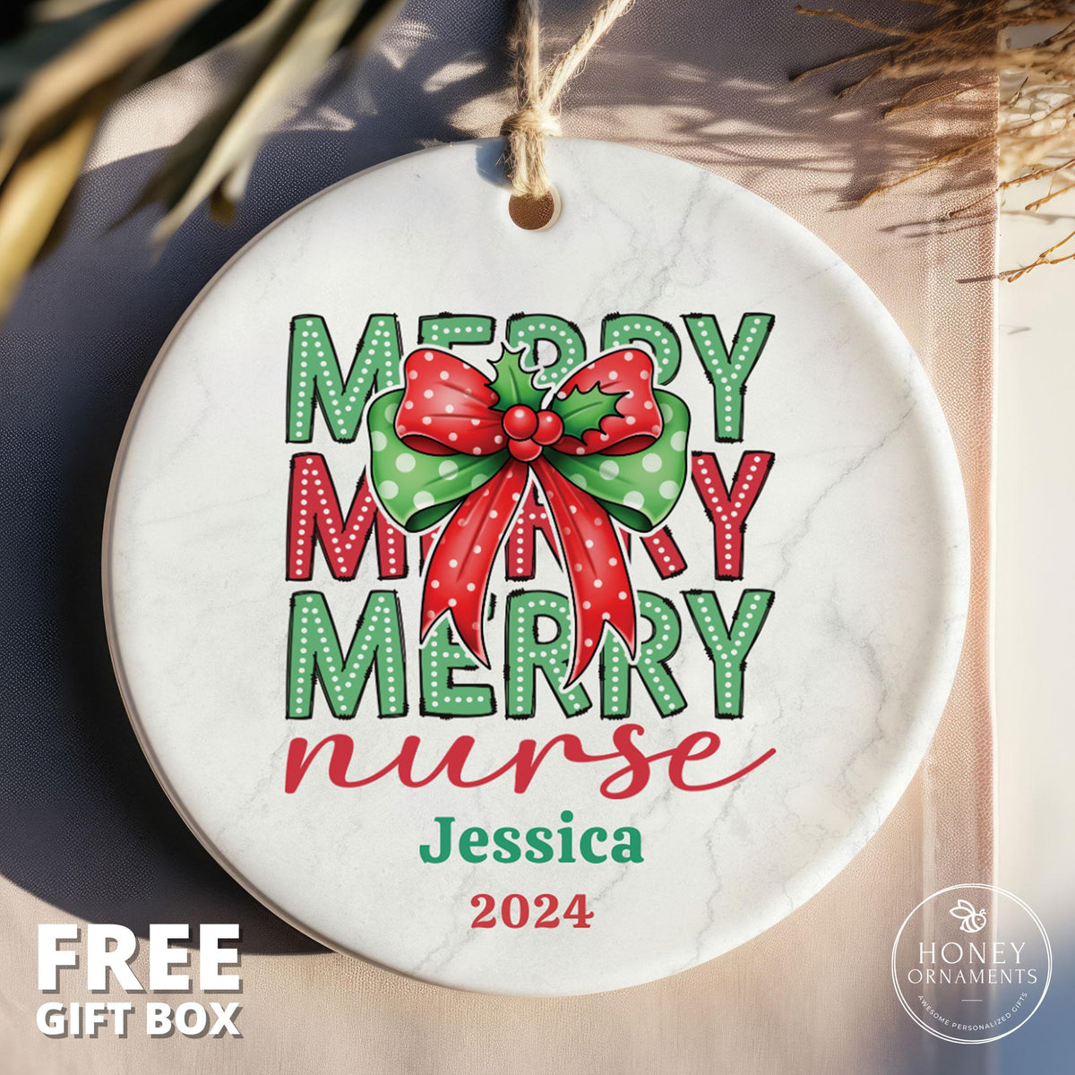 Merry Nurse Christmas Gift Nurse Ornament Custom Nurse Gift