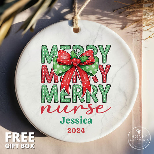 Merry Nurse Christmas Gift Nurse Ornament Custom Nurse Gift Personalized Gift for Nurse Appreciation Keepsake Thank You Gift for Her 2026