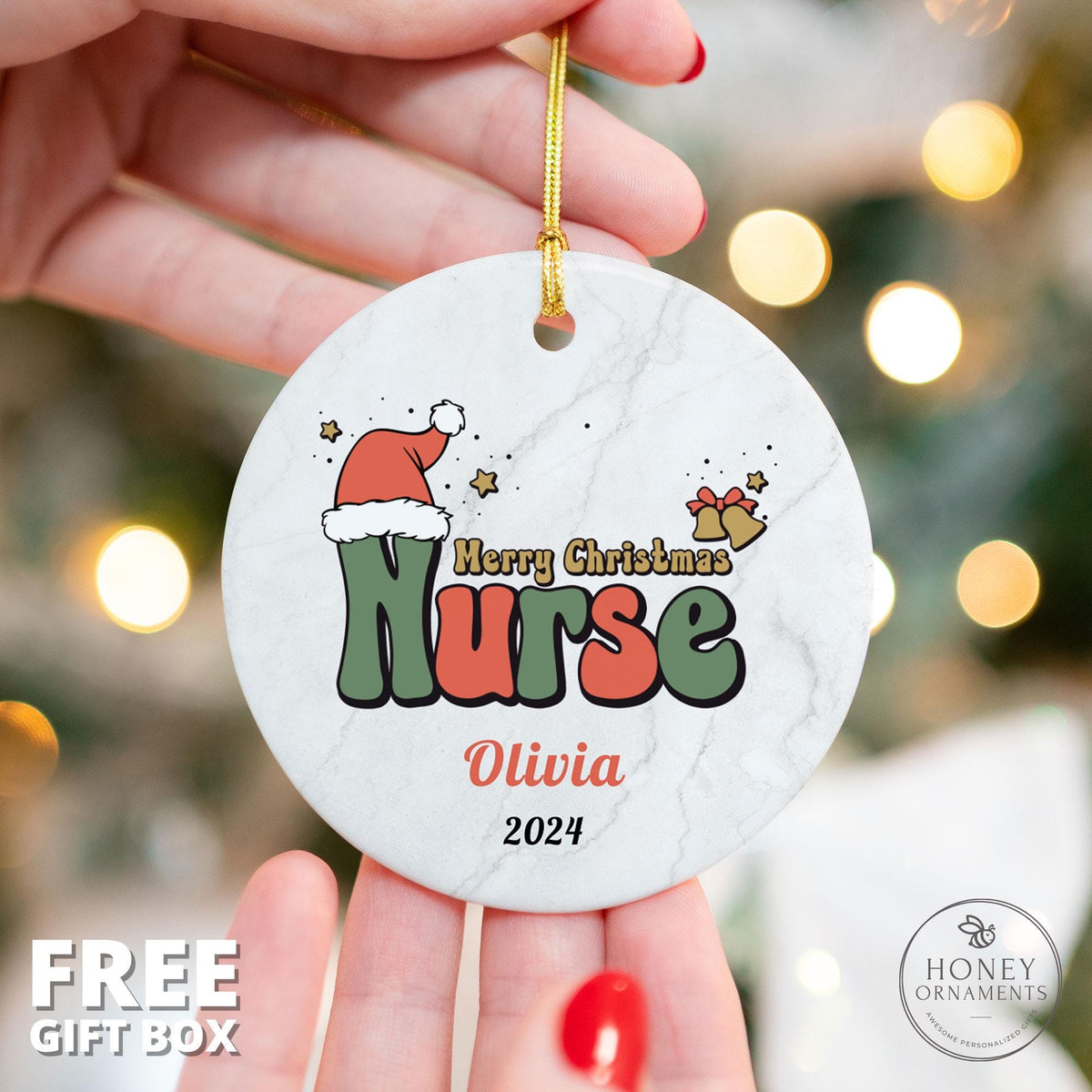 Nurse Christmas Ornament Nurse Gift Custom Nurse Appreciation Gift Personalized Gift for Nurse Keepsake Thank You Gift for Her 2026 RN Gift